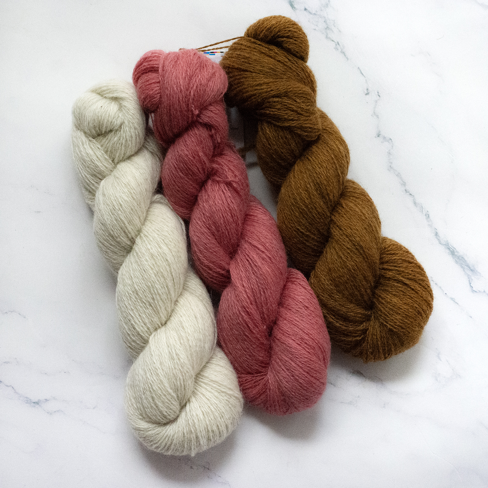 mYak Yarns Oatmeal Flamingo Mustard